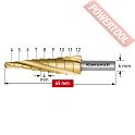 Сверло ступенчатое по металлу со спиральной канавкой HSS-XE TiN Gold 4-12х65 мм цилиндрический трехгранный хвостовик KARNASCH 21.3001